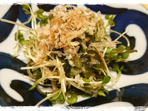 かいわれ大根と海藻ミックスの梅風味サラダ